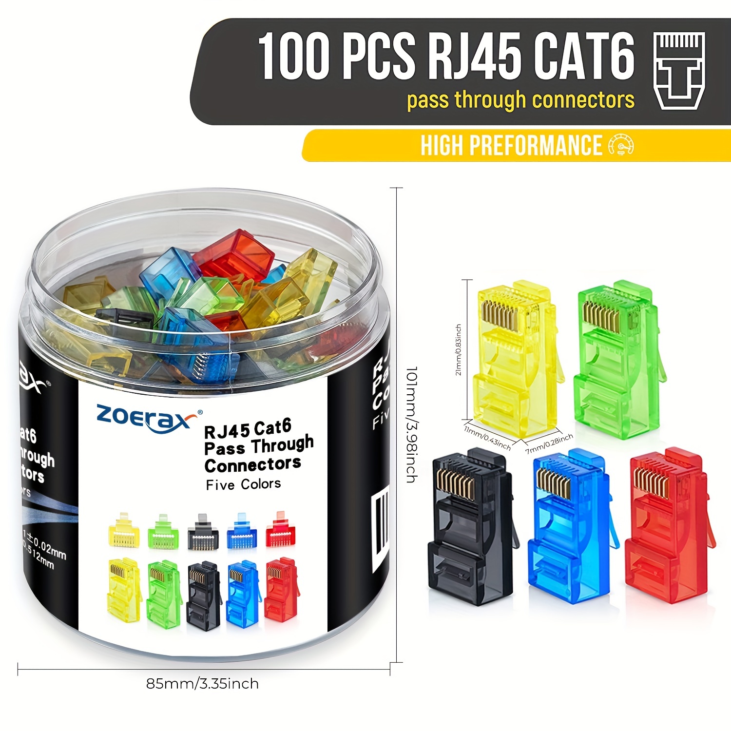Rj45 Jack - ZoeRax 100Pcs RJ45 Cat6 konektor melewati,