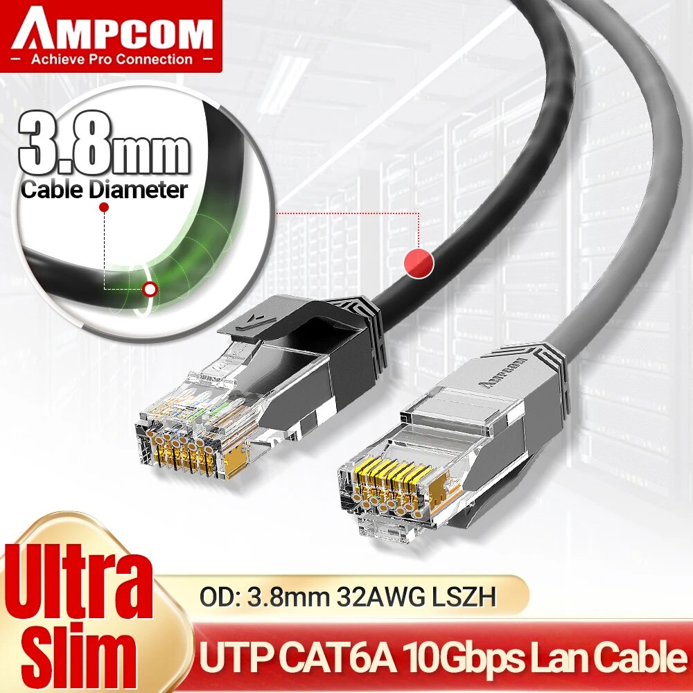 Rj45 Jack - AMPCOM Ultra Slim Cat6a kabel jaringan,