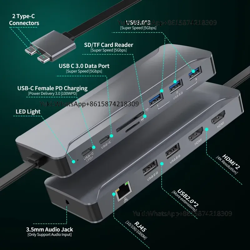 Rj45 Jack - Docking Station 5 Hub USB C