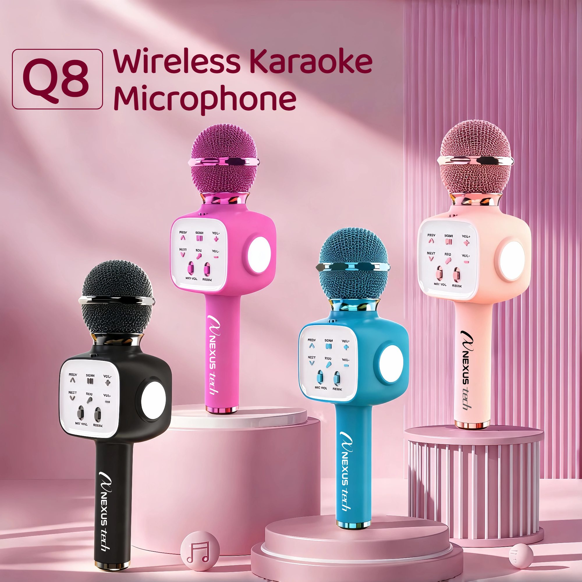 Microphone Capsule - Mikrofon Karaoke Nirkabel Bluetooth 5.2, Speaker