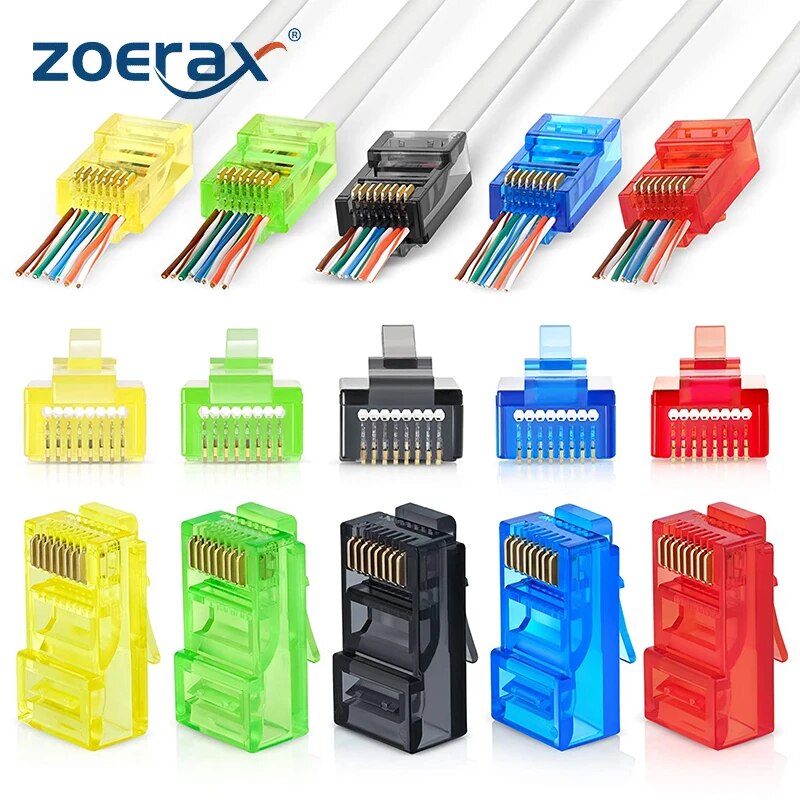 Rj45 Jack - 50 buah RJ45 Cat6 melewati konektor,