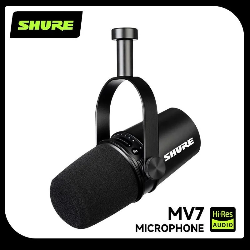 Usb Sound Card - Mikrofon Dinamis Shure MV7 Hybrid USB/XLR