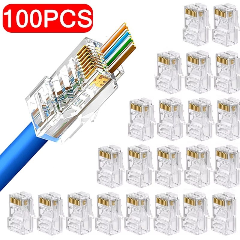 Rj45 Jack - 100pcs RJ45 Cat6 Cat5e Konektor Jaringan