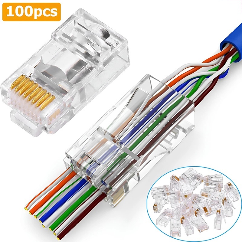 100 Buah Cat6 Cat6e CAT5e RJ45 - Rj45 Jack ulasan dan harga